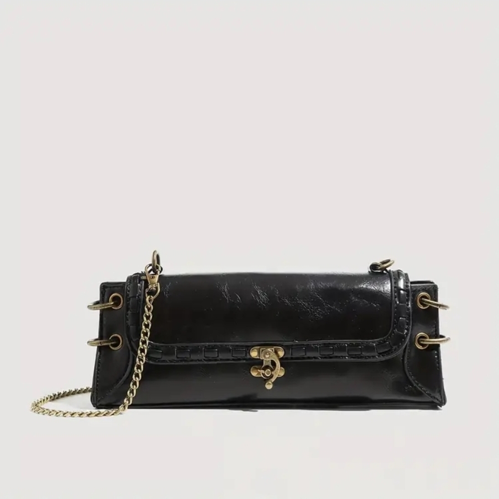 Elegant Blak  Women's Clutch with Chain Strap